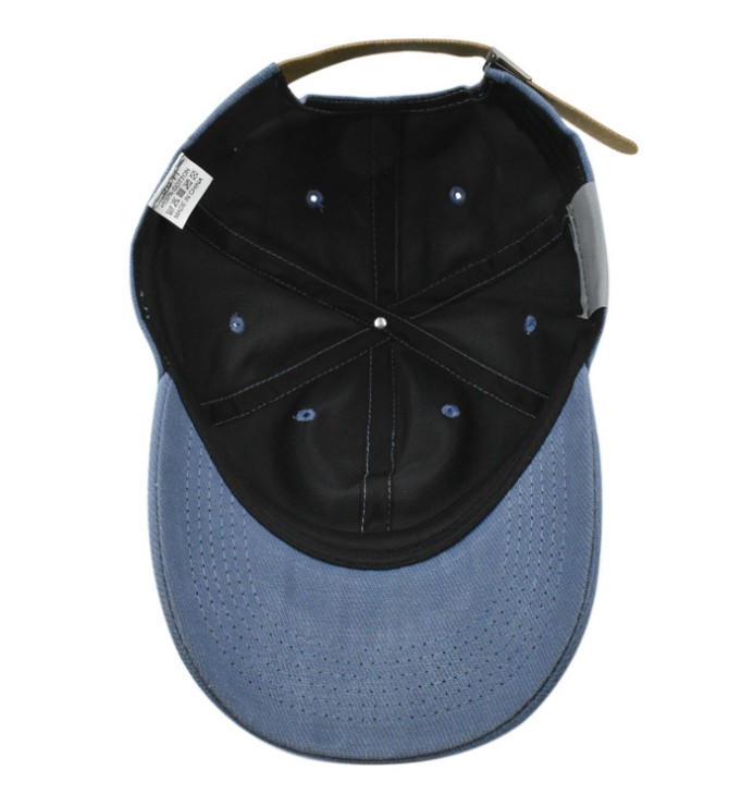 Side Woven Label Caps Leather Closure Casquettes Blue Brown