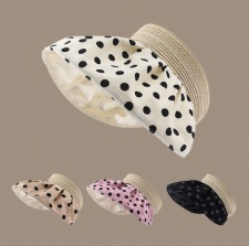 outdoor sunscreen shell hat polka dot large brim sun visor foldable sun hat for women uv protection Visor hat Beach Tourism hat